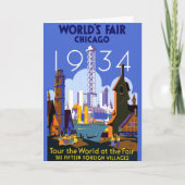 Het  Art Deco Chicago 1934 World's Fair Poster Kaart (Voorkant)