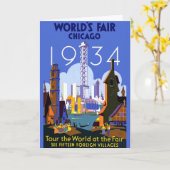 Het  Art Deco Chicago 1934 World's Fair Poster Kaart (Gele Bloem)
