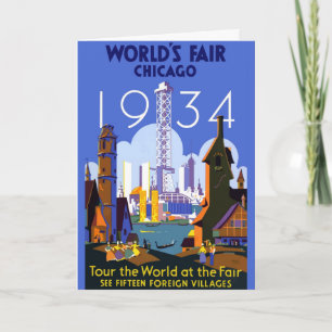 Het  Art Deco Chicago 1934 World's Fair Poster Kaart