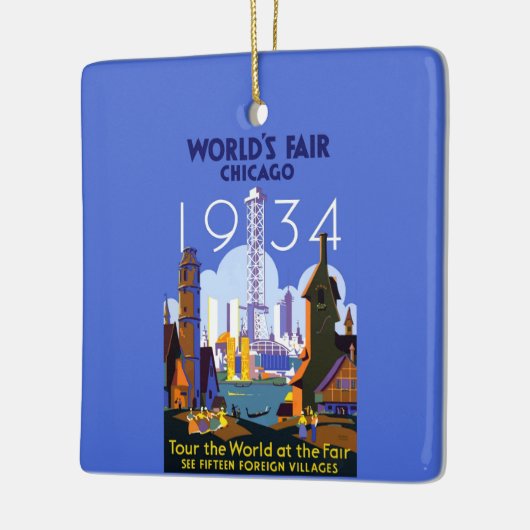 Het  Art Deco Chicago 1934 World's Fair Poster Keramisch Ornament (Links)
