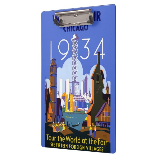 Het  Art Deco Chicago 1934 World's Fair Poster Klembord (Links)