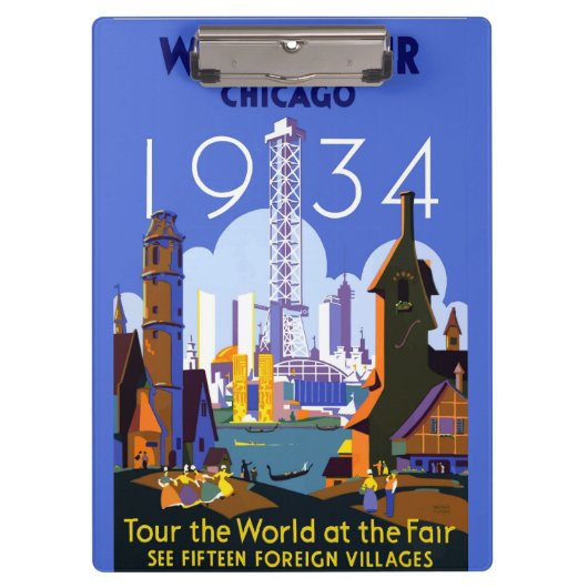 Het  Art Deco Chicago 1934 World's Fair Poster Klembord (Voorkant)