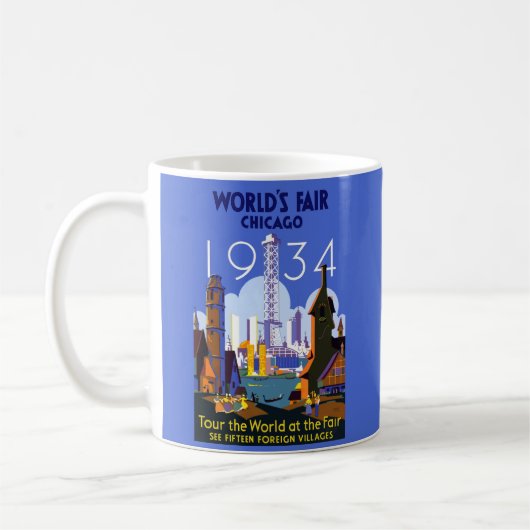 Het  Art Deco Chicago 1934 World's Fair Poster Koffiemok (Links)