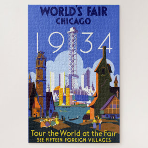 Het  Art Deco Chicago 1934 World's Fair Poster Legpuzzel