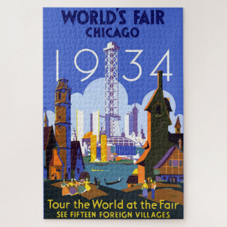 Het  Art Deco Chicago 1934 World's Fair Poster Legpuzzel