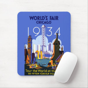 Het  Art Deco Chicago 1934 World's Fair Poster Muismat
