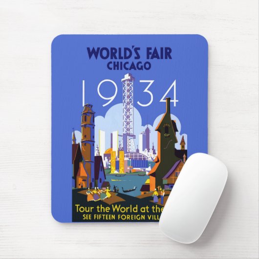 Het  Art Deco Chicago 1934 World's Fair Poster Muismat (Met muis)