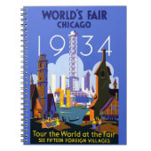 Het Art Deco Chicago 1934 World's Fair Poster Notitieboek (Voorkant)