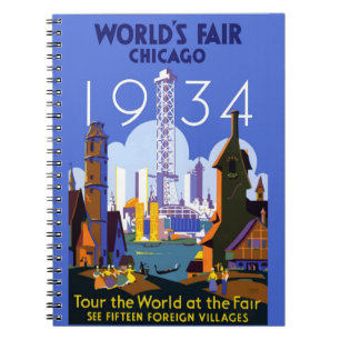 Het  Art Deco Chicago 1934 World's Fair Poster Notitieboek