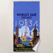 Het  Art Deco Chicago 1934 World's Fair Poster Strandlaken (Voorkant)
