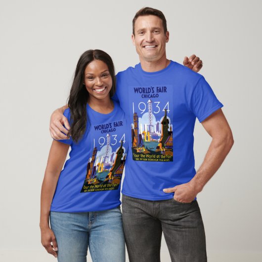 Het Art Deco Chicago 1934 World's Fair Poster T-shirt (Unisex)