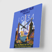 Het  Art Deco Chicago 1934 World's Fair Poster Vierkante Klok (Hoek)