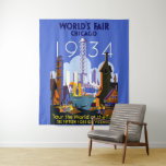 Het  Art Deco Chicago 1934 World's Fair Poster Wandkleed<br><div class="desc">Ik vond dit mooie Vintage Chicago 1934 World's Fair Poster en dacht dat het een geweldige briefkaart zou maken. Ook beschikbaar als kunstdruk.</div>