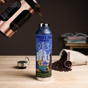 Het  Art Deco Chicago 1934 World's Fair Poster Waterfles