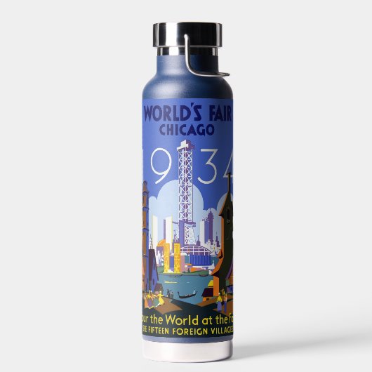 Het  Art Deco Chicago 1934 World's Fair Poster Waterfles (Links)