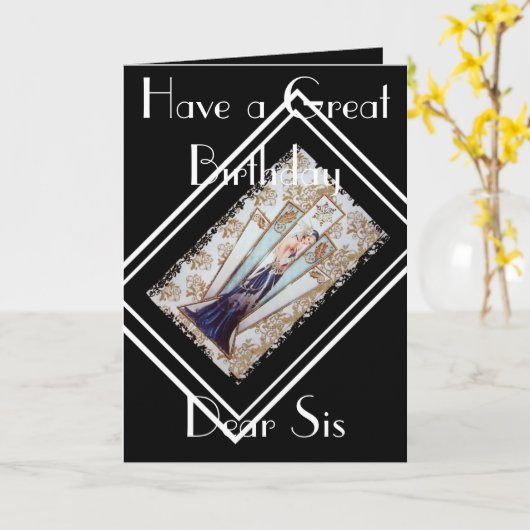 HET ART DECO HEEFT EEN GROOT WENSKAART VAN SIS VAN KAART (Gele Bloem)