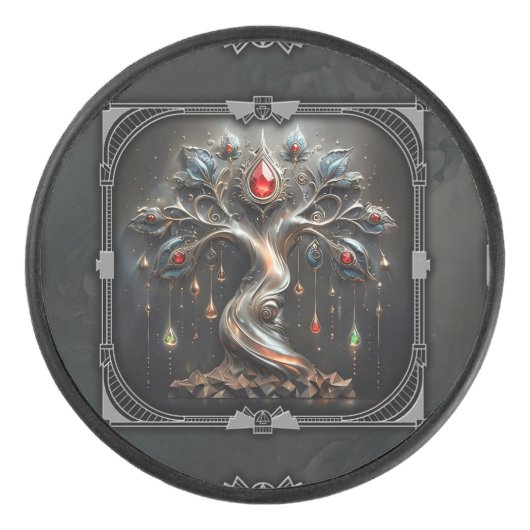 Het Art Deco ontwerp van de Boom des Levens. Hockey Puck (Voorkant)