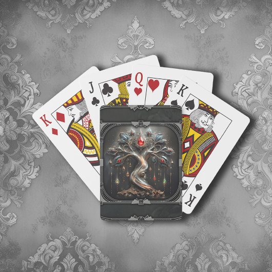 Het Art Deco ontwerp van de Boom des Levens. Pokerkaarten