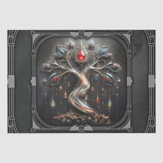 Het Art Deco ontwerp van de Boom des Levens Tissuepapier (Voorkant)