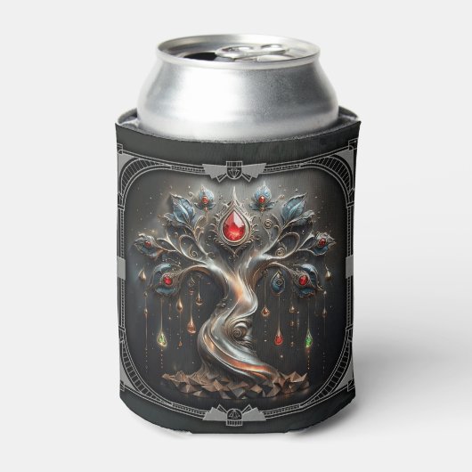Het Art Deco ontwerp van de levensboom. Blikjeskoeler (Blikje Voorkant)