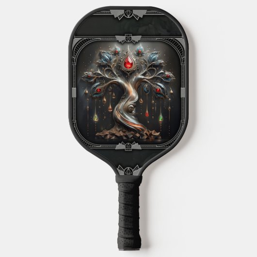 Het Art Deco ontwerp van de levensboom. Pickleball Paddle (Voorkant)