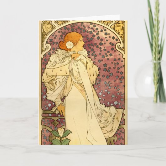 Het Art deco van Alphonse Mucha Kaart (Voorkant)