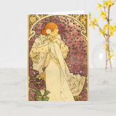 Het Art deco van Alphonse Mucha Kaart (Gele Bloem)