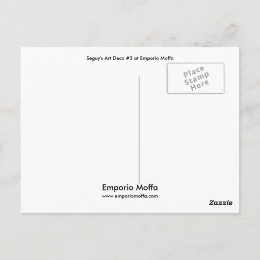 Het Art deco van Seguy #3 in Emporio Moffa Briefkaart (Achterkant)
