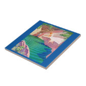 het art decovrouw van 1931 door een vijver tegeltje (Zijkant)