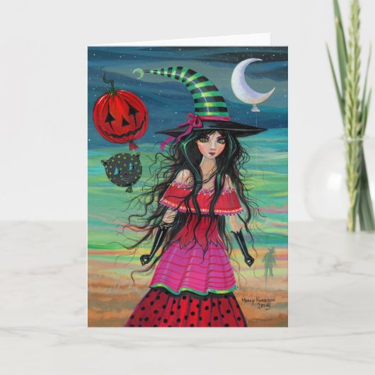Het Art. van de Fantasie van Halloween van de Heks Kaart (Voorkant)