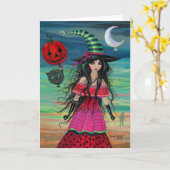 Het Art. van de Fantasie van Halloween van de Heks Kaart (Gele Bloem)