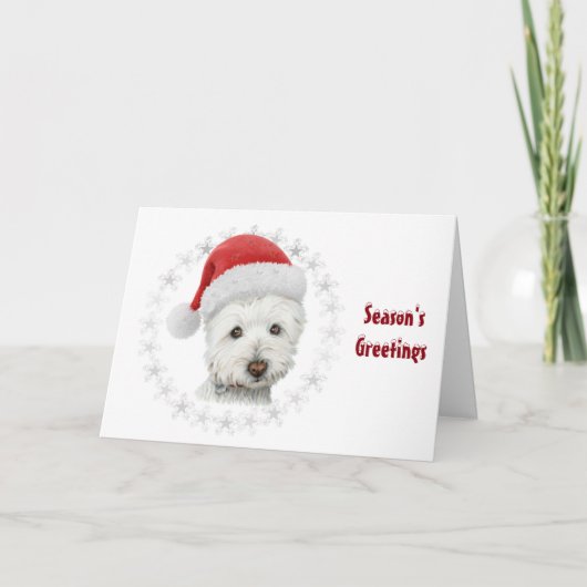 Het Art. van de Hond van Westie van Kerstmis Feestdagen Kaart (Voorkant)