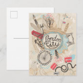 Het Art. van de Krabbel van de Stad van Londen Briefkaart (Voorkant / Achterkant)