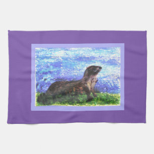 Het Art. van de Otter van de Rivier van Sparkly Theedoek