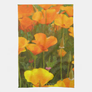 Het Art. van de Papavers van Californië Theedoek