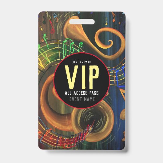 Het ART van de VIP All Access Pass Muziek Badge (Voorzijde)