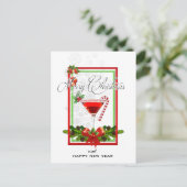 Het Art. van de Waterverf van de Cocktail van Feestdagenkaart (Staand voorkant)