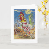 Het Art. van Halloween van de Kip van de Haan van Kaart (Gele Bloem)