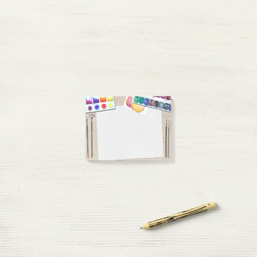 Het artikel van de schilder staat erop post-it® notes (Op bureau)