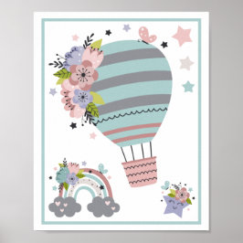 Het-artikelenset met ballon in de wolken, regenboo poster