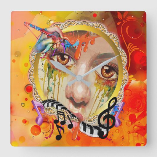 Het artistieke pallet vierkante klok (Voorkant)