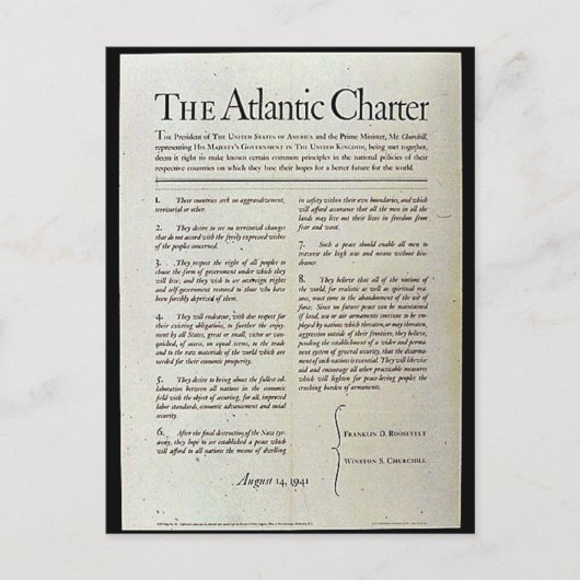 Het Atlantisch Handvest Briefkaart (Voorkant)