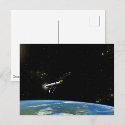 Het Atlas V541 lanceervoertuig in een baan om de a Briefkaart (Voorkant / Achterkant)