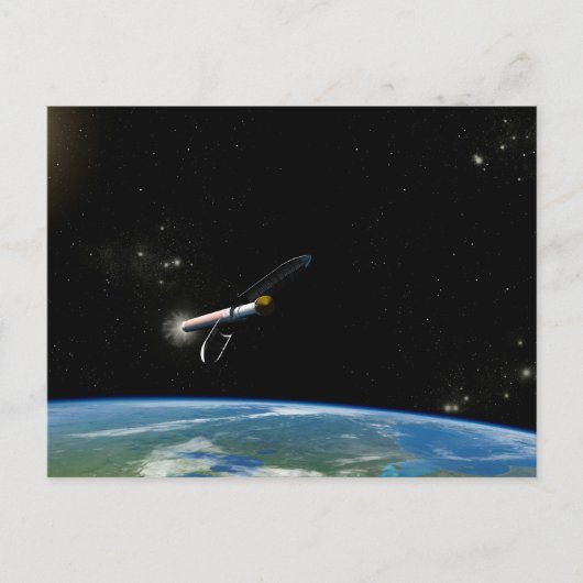 Het Atlas V541 lanceervoertuig in een baan om de a Briefkaart (Voorkant)