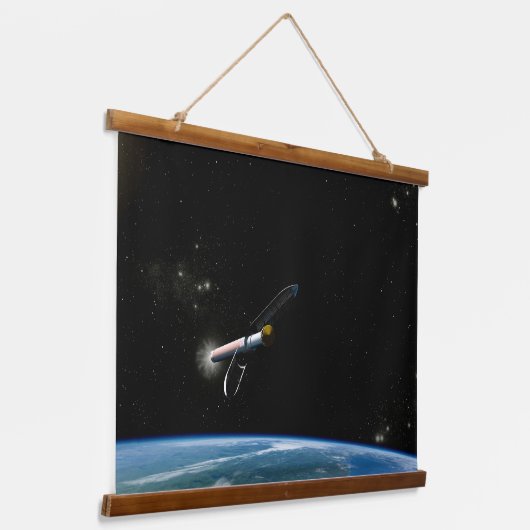 Het Atlas V541 lanceervoertuig in een baan om de a Hangend Wandkleed (Gebogen)