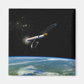 Het Atlas V541 lanceervoertuig in een baan om de a Magneet (Voorkant)