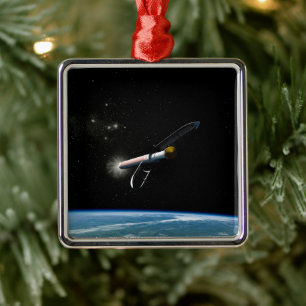 Het Atlas V541 lanceervoertuig in een baan om de a Metalen Ornament