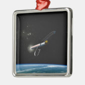 Het Atlas V541 lanceervoertuig in een baan om de a Metalen Ornament (Links)