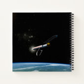 Het Atlas V541 lanceervoertuig in een baan om de a Notitieboek (Achterkant)