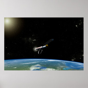 Het Atlas V541 lanceervoertuig in een baan om de a Poster